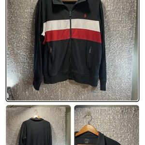 Polo Ralph Lauren Black and Red zip up track coat xxLT good condition